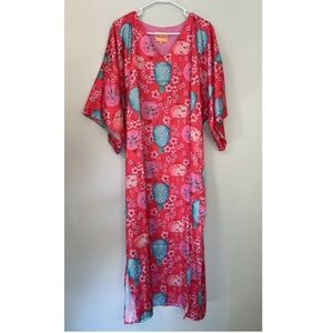 Elegant Red Floral Long Sleeve Dress